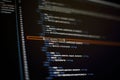 Programmer developer screen, web app coding. Script on computer. Modern display of data source code. Programming code abstract Royalty Free Stock Photo