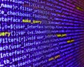 Computer programming source code. Developer working on software codes in office. Php code on blue background in code editor. Big Royalty Free Stock Photo