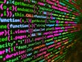 Computer programming source code. Php language and coding function developer. Computer script coding source code on desktop Royalty Free Stock Photo