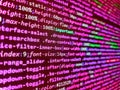 Computer programming source code. Programmer working in computer screen. Software developer programming code. Database bits access Royalty Free Stock Photo