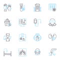 Computer protection linear icons set. Firewall, Antivirus, Malware, Spyware, Privacy, Hackers, Scams line vector and