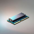 Computer RAM module with metallic heat spreader and blue circuit board memory technology Royalty Free Stock Photo