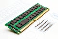 Computer RAM Module with Small Screws on White Background Royalty Free Stock Photo