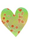 Computer raster graphics green and orange circles heart background texture valentine