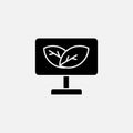 Computer from recycle materials and leaf icon glyph. Solid black icon. Royalty Free Stock Photo