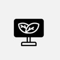 Computer from recycle materials and leaf icon semi solid. Glyph icon. Royalty Free Stock Photo