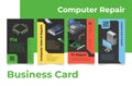Computer repair business card set vector illustration. Laptop software details recovery service