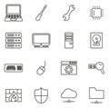 Computer Repair or Computer Service Icons Thin Line Vector Illustration Set Royalty Free Stock Photo