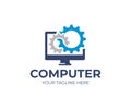 Computer repair logo template. Software development vector design