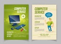 Computer repair service cartoon vector ad flayer