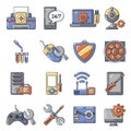 Computer repair service icons set, cartoon style Royalty Free Stock Photo