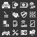 Computer repair service icons set grey vector Royalty Free Stock Photo