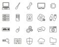 Computer Repair Or Computer Service Icons Thin Line Set Big Royalty Free Stock Photo