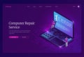 Computer repair service isometric landing page Royalty Free Stock Photo