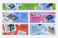 Computer repair service landing page set vector flat illustration data restoration center Royalty Free Stock Photo