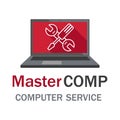 Computer repair service. Laptop with screwdriver and wrench. Royalty Free Stock Photo