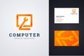 Computer repair service logo and business card template Royalty Free Stock Photo