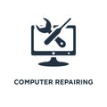 computer repairing icon. it support and services concept symbol design, software development, system administration, desktop