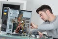 computer repairman at work Royalty Free Stock Photo