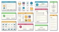 Computer 90s UI. Retro 80s and 90s style GUI panels with buttons and frames for application and operating system design Royalty Free Stock Photo