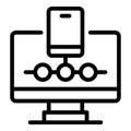 Computer safe authentication icon, outline style