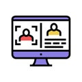 computer safe person info for use face id color icon vector illustration