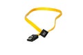 Computer SATA cable yellow isolate on a white background close-up. Royalty Free Stock Photo