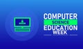 Computer Science Education Week Poster Banner and Background Abstract Design Template Featuring Laptop Code and Digital Icons Royalty Free Stock Photo