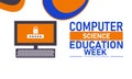 Computer Science Education Week Poster Banner and Background Abstract Design Template Featuring Laptop Code and Digital Icons Royalty Free Stock Photo