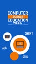 Computer Science Education Week Poster Banner and Background Abstract Design Template Featuring Laptop Code and Digital Icons Royalty Free Stock Photo