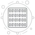 Computer science icon with binary code numbers representing digital data and programming Royalty Free Stock Photo