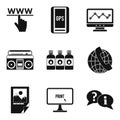 Computer science icons set, simple style Royalty Free Stock Photo