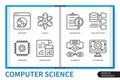 Computer science infographics linear icons collection