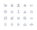 Computer Science line icons collection. Algorithm, Binary, Compilation, Database, Encryption, Firewall, Graphics vector Royalty Free Stock Photo