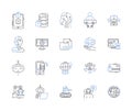 Computer science line icons collection. Algorithm, Binary, Compiler, CPU, Debugging, Encryption, Firewall vector and Royalty Free Stock Photo