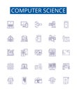 Computer science line icons signs set. Design collection of Technology, Algorithms, Programming, Networks, Computing Royalty Free Stock Photo