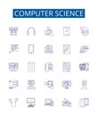 Computer science line icons signs set. Design collection of Technology, Algorithms, Programming, Networks, Computing Royalty Free Stock Photo