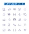 Computer science line icons signs set. Design collection of Technology, Algorithms, Programming, Networks, Computing Royalty Free Stock Photo