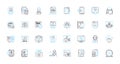 Computer Science linear icons set. Algorithm, Binary, Cache, Compiler, CPU, Database, Debugging line vector and concept