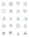 Computer Science linear icons set. Algorithm, Binary, Cache, Compiler, CPU, Database, Debugging line vector and concept