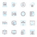 Computer Science linear icons set. Algorithm, Binary, Cache, Compiler, CPU, Database, Debugging line vector and concept