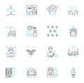 Computer Science linear icons set. Algorithm, Binary, Compiler, Cybersecurity, Database, Debugging, Encryption line