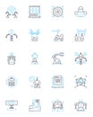 Computer Science linear icons set. Algorithm, Binary, Compiler, Cybersecurity, Database, Debugging, Encryption line