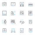 Computer science linear icons set. Algorithm, Data, Graphics, Code, Memory, Encryption, Architecture line vector and Royalty Free Stock Photo