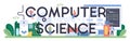 Computer science typographic header. Student write software and create Royalty Free Stock Photo