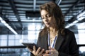 Computer scientist in data center automating routine maintenance tasks Royalty Free Stock Photo