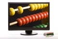 Computer screen with abacus Royalty Free Stock Photo