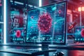 Computer screen alerting to a malware attack with antivirus software detecting and neutralizing the threat