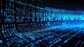 Computer screen with blue digital binary data background Royalty Free Stock Photo