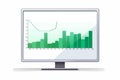 computer screen with charts windows vector flat isolated illustration